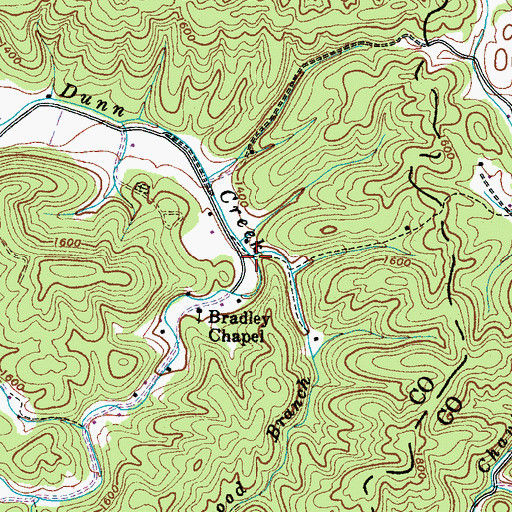 Topographic Map of Youngblood Branch, TN