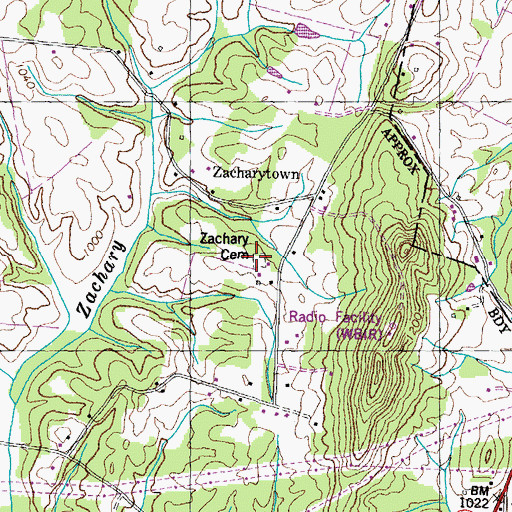 Topographic Map of Zachary Cemetery, TN