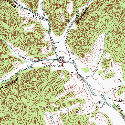 Topographic Map of Zarecor Cemetery, TN
