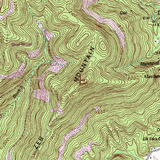 Topographic Map of Zeb Mountain, TN