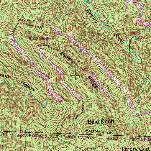 Topographic Map of Zeek Ridge, TN