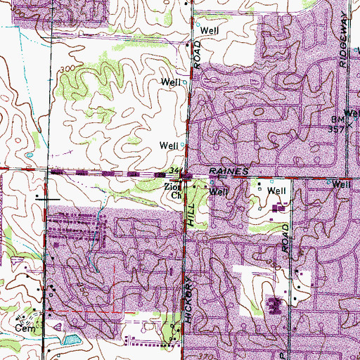 Topographic Map of Zion Church, TN