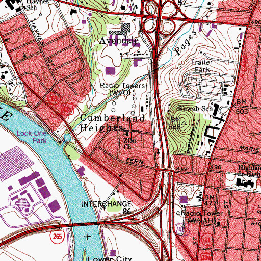 Topographic Map of Zion Church, TN