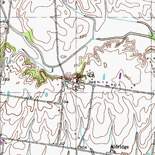 Topographic Map of Zion Church, TN