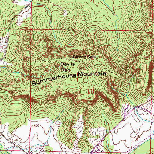 Topographic Map of Summerhouse Mountain, AL