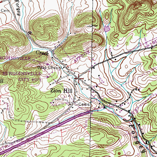Topographic Map of Zion Hill, TN