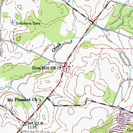 Topographic Map of Zion Hill Church, TN