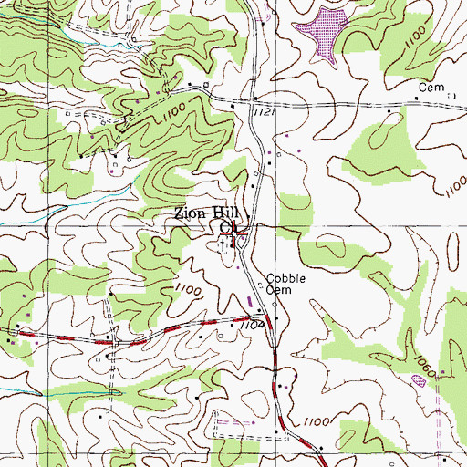 Topographic Map of Zion Hill Church, TN