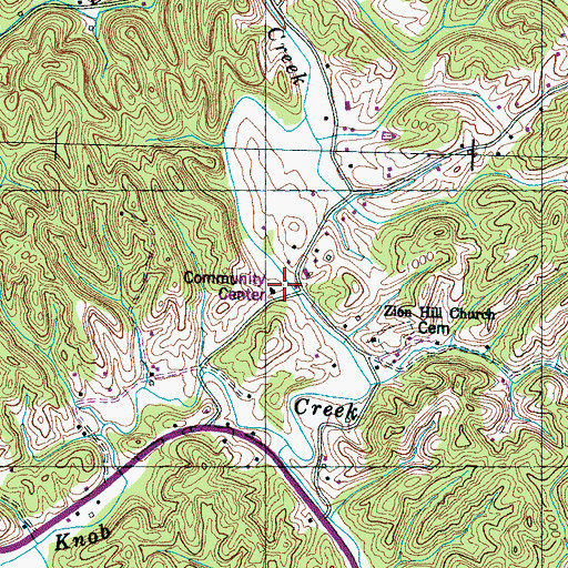 Topographic Map of Zion Hill School, TN