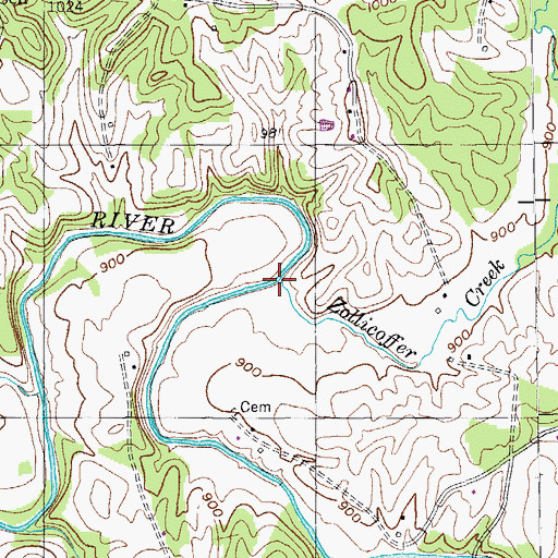 Topographic Map of Zollicoffer Creek, TN