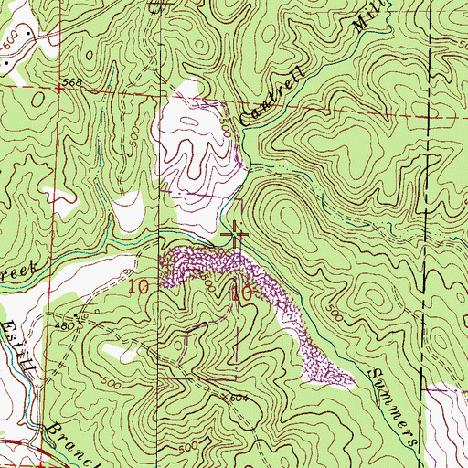 Topographic Map of Summers Branch, AL