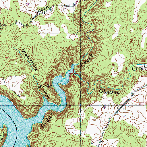 Topographic Map of Gleason Creek, TN