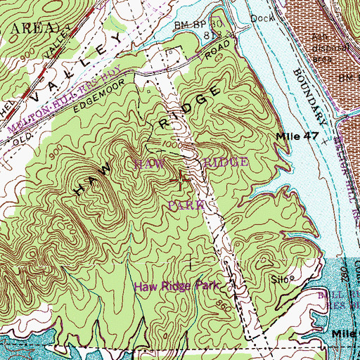 Topographic Map of Haw Ridge Park, TN