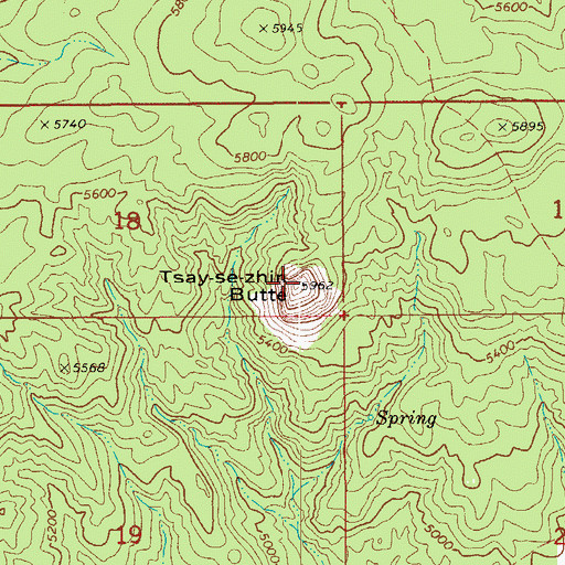 Topographic Map of Tsay-se-zhin Butte, AZ