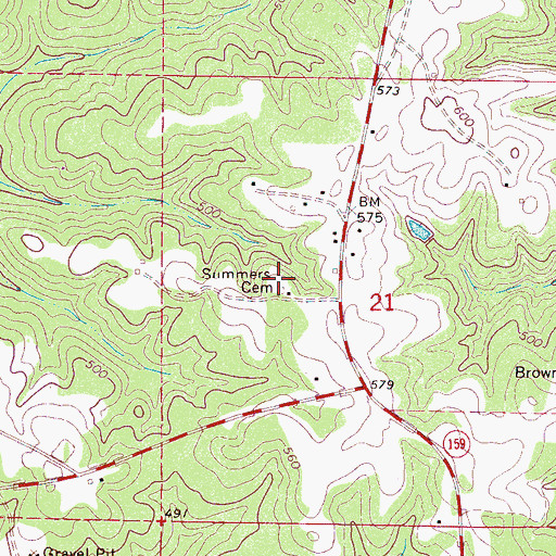 Topographic Map of Summers Cemetery, AL