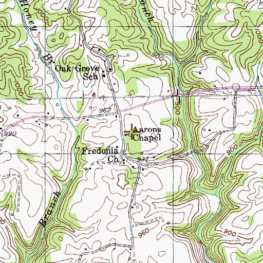 Topographic Map of Aarons Chapel, TN