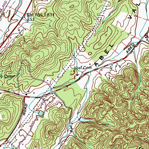 Topographic Map of Abel Cemetery, TN