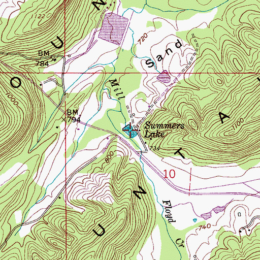 Topographic Map of Summers Lake, AL