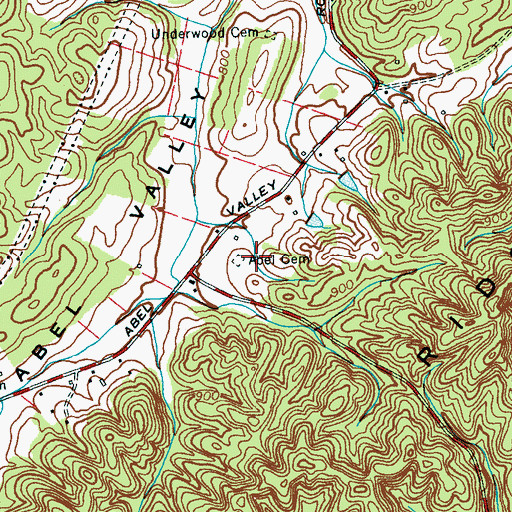 Topographic Map of Abel Cemetery, TN