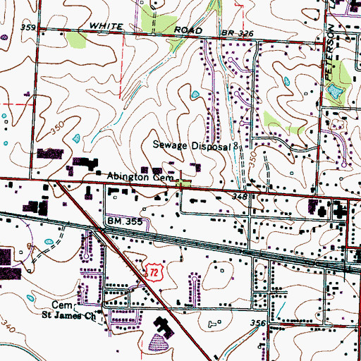 Topographic Map of Abington Cemetery, TN
