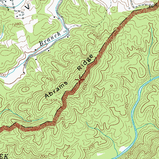 Topographic Map of Abrams Ridge, TN