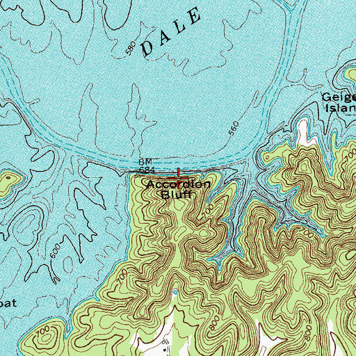 Topographic Map of Accordion Bluff, TN