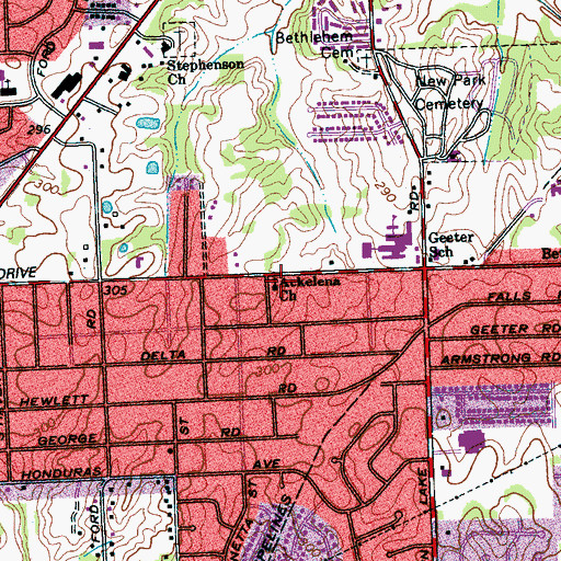 Topographic Map of Ackelena Church, TN