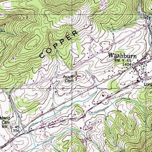 Topographic Map of Acuff Cemetery, TN