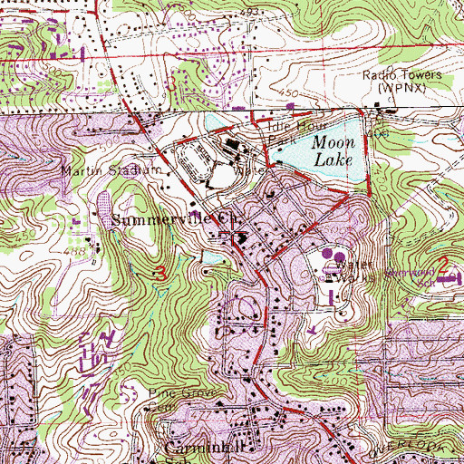 Topographic Map of Summerville Church, AL