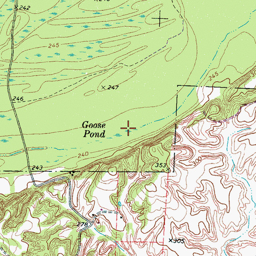 Topographic Map of Adams Bayou, TN