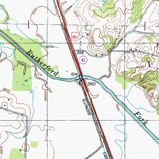 Topographic Map of Adams Branch, TN