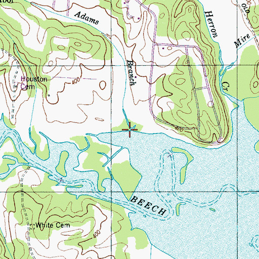 Topographic Map of Adams Branch, TN
