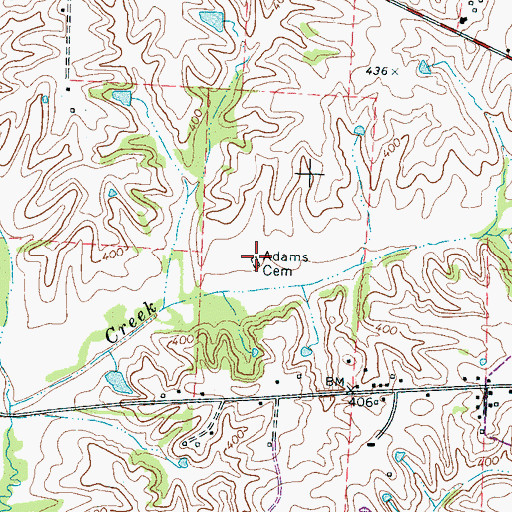 Topographic Map of Adams Cemetery, TN