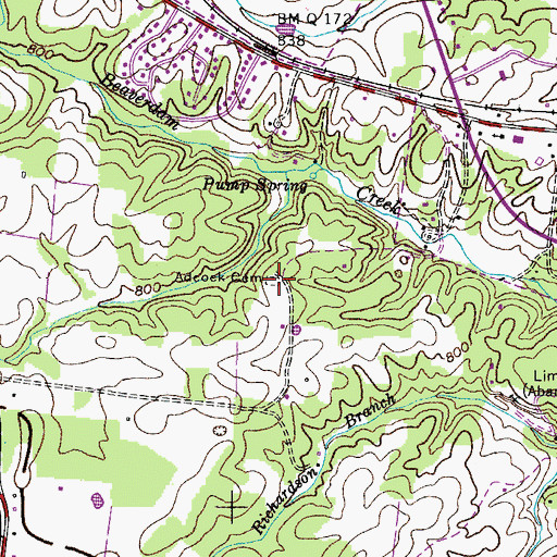 Topographic Map of Adcock Cemetery, TN