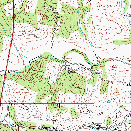 Topographic Map of Adcock Cemetery, TN