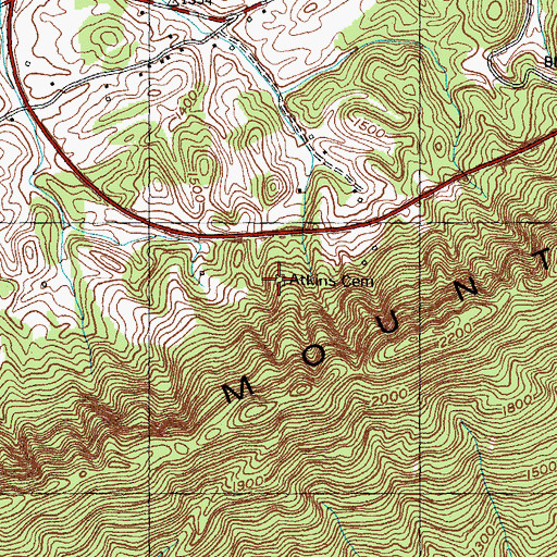 Topographic Map of Adkins Cemetery, TN