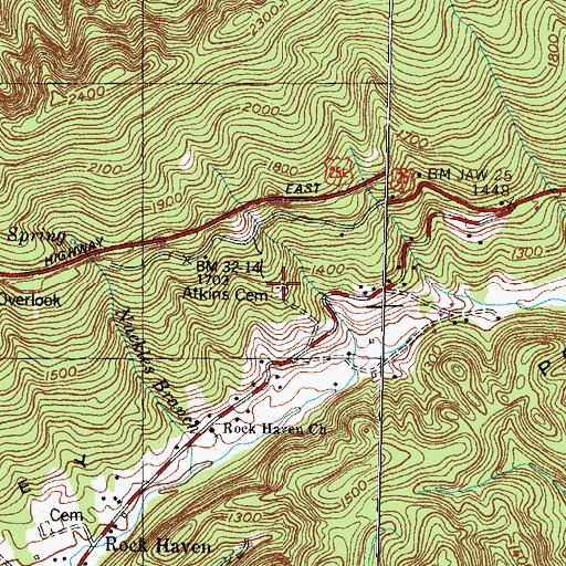 Topographic Map of Adkins Cemetery, TN