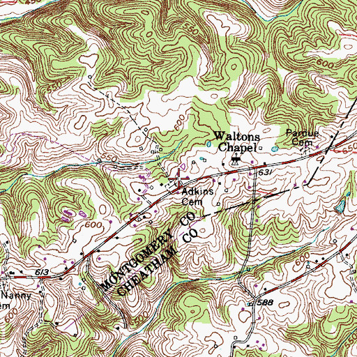 Topographic Map of Adkins Cemetery, TN