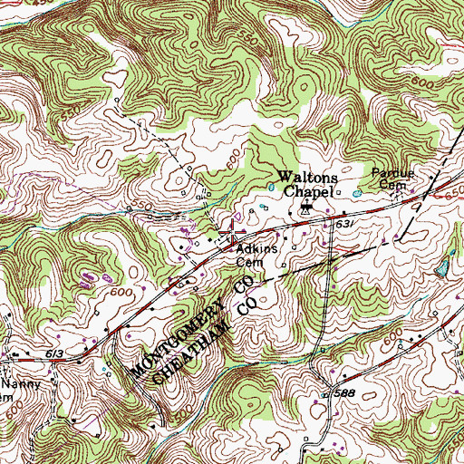 Topographic Map of Adkins Cemetery, TN