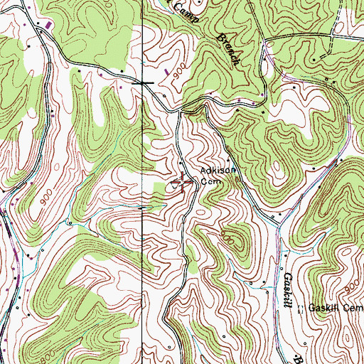 Topographic Map of Adkison Cemetery, TN