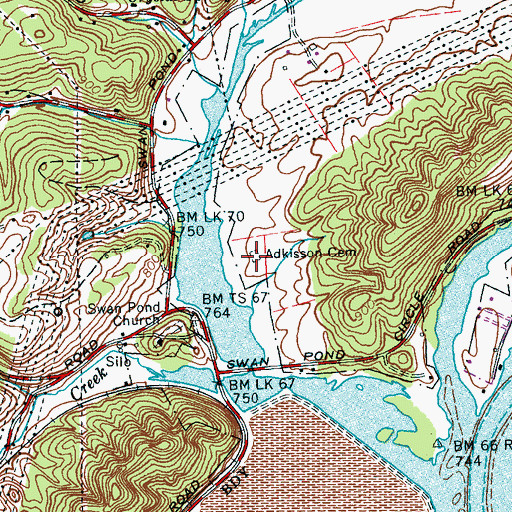 Topographic Map of Adkisson Cemetery, TN