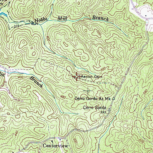 Topographic Map of Aenon Cemetery, TN
