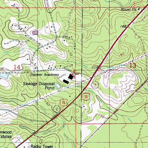 Topographic Map of Sumter Academy, AL