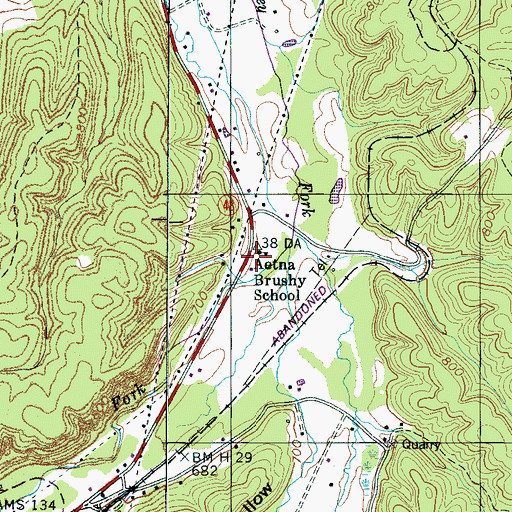 Topographic Map of Aetna Brushy School, TN