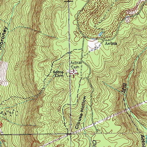 Topographic Map of Aetna Cemetery, TN