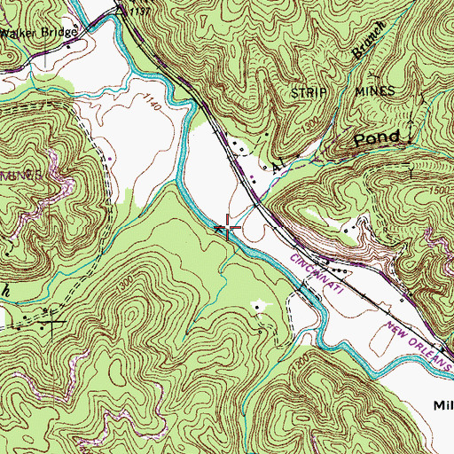 Topographic Map of Al Branch, TN