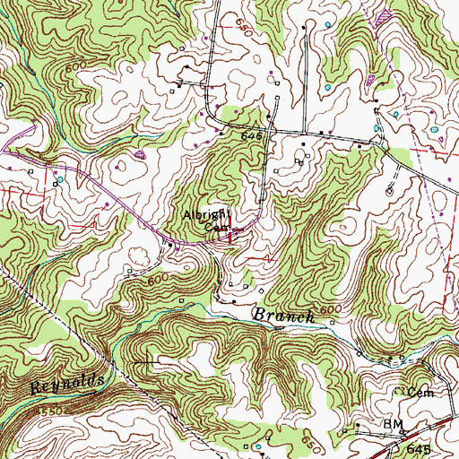Topographic Map of Albright Cemetery, TN