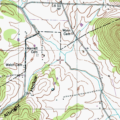 Topographic Map of Albright Hollow, TN
