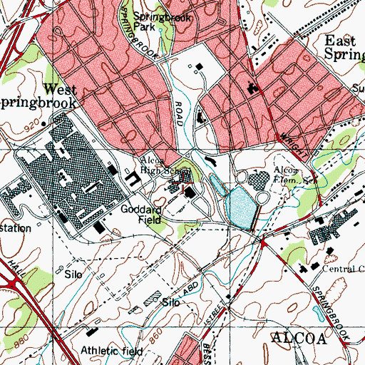 Topographic Map of Alcoa High School, TN