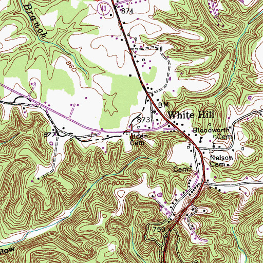 Topographic Map of Alden Cemetery, TN
